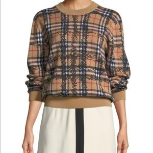 Burberry Plaid Crew Neck Sweater
